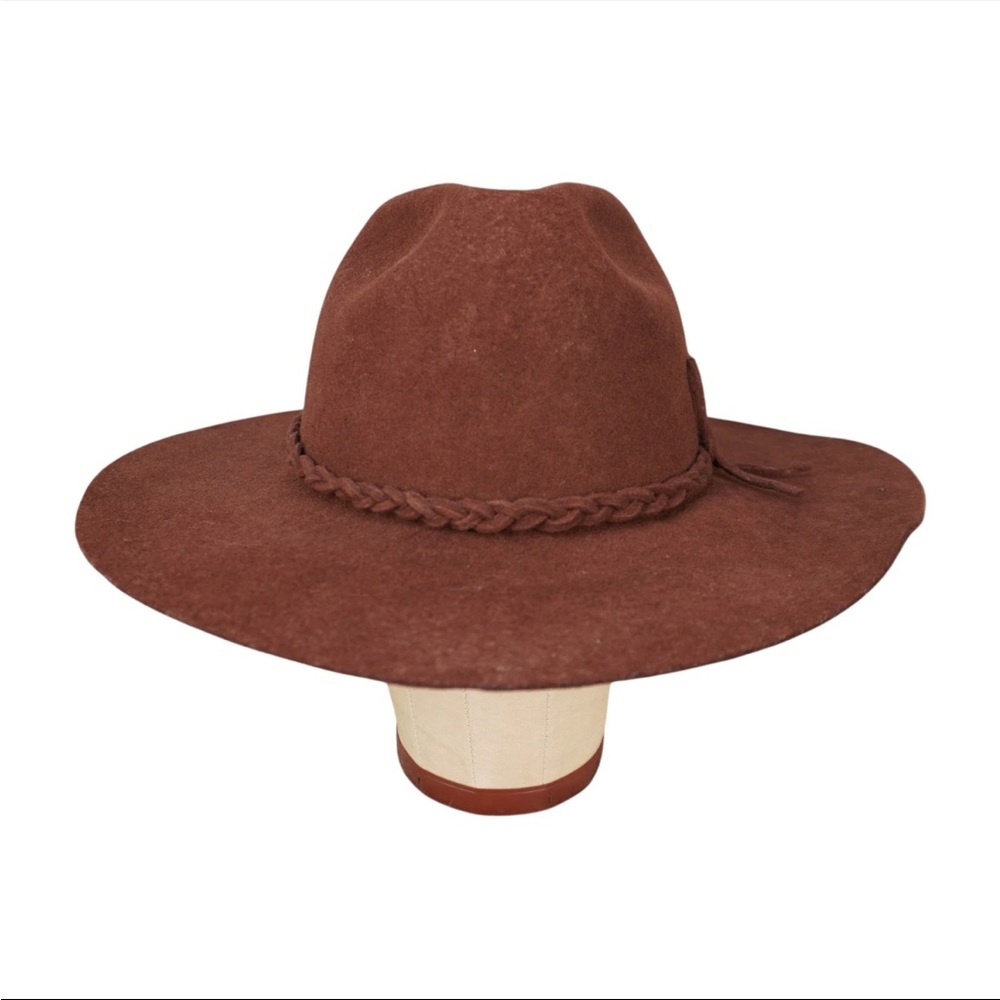 VTG Borsalino Calidad Superior Woven Brushed Red Felt Hat Unisex Retro Brown 58